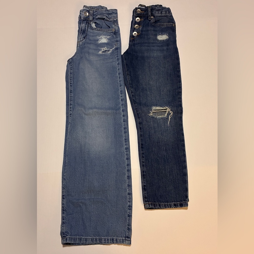 Kids Sugar & Jade Distressed Jeans Duo – Light Blue & Dark Blue
